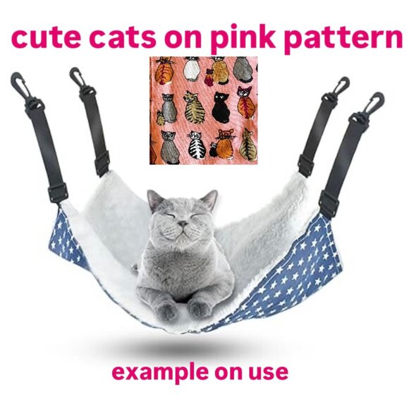 NWOT Pet Hammock * PINK CATS PRINT with straps BRAND NEW - Picture 1 of 11